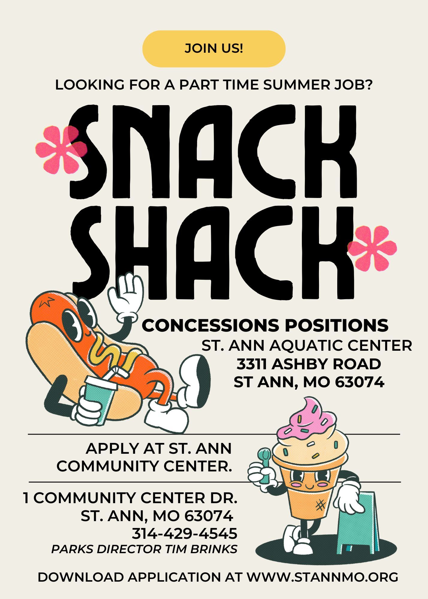 Black Beige Snack Shack Job Openings Flyer
